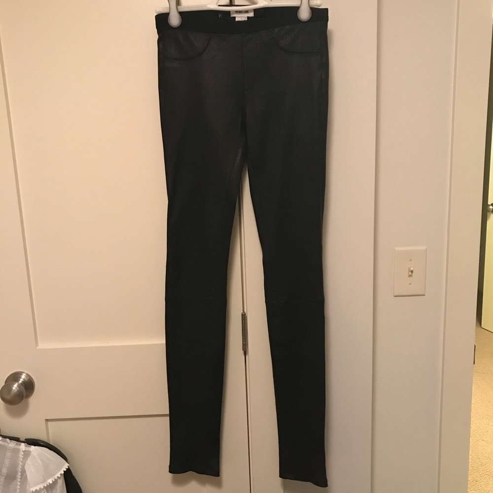 Helmut Lang Black Leather Skinny Pants
